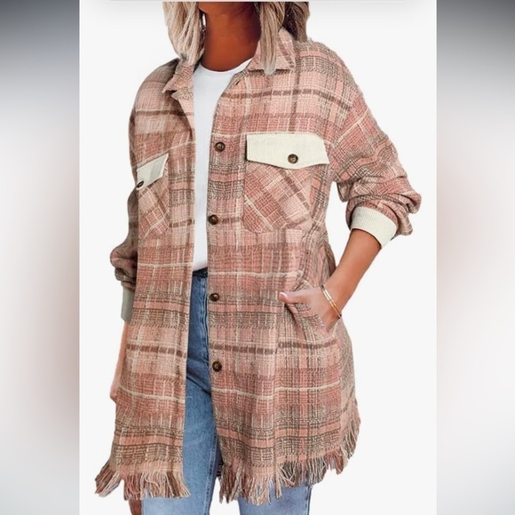 SHEWIN Jackets & Blazers - NWOT Casual Plaid Shacket Long Sleeve Button Down Oversized Shirt Jacket Coat
